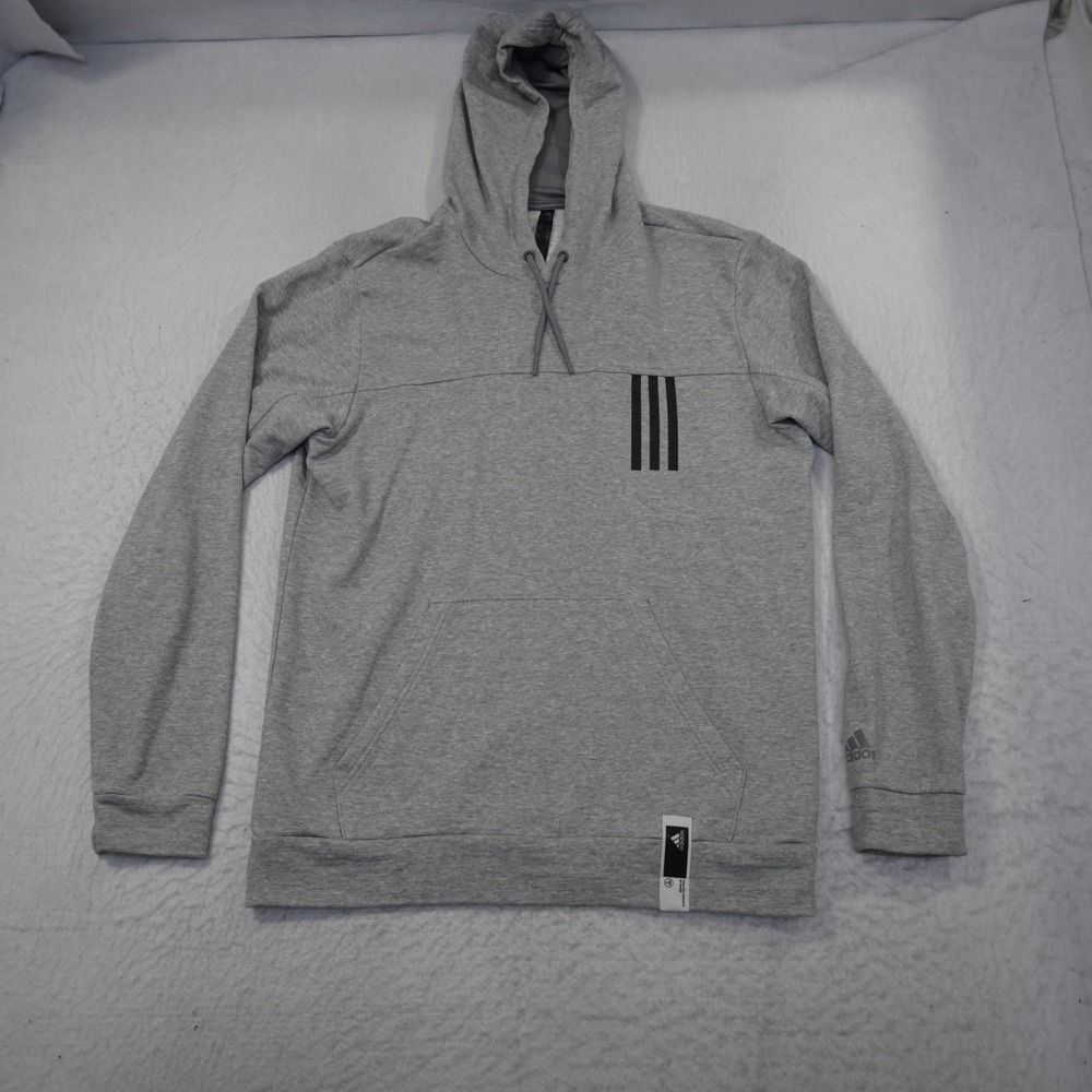 Adidas Hoodie Sweatshirt Gray Cotton Blend Performance Pullover Mens Size Small - Picture 5 of 12